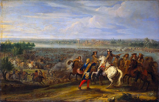 De Franse koning Lodewijk XIV steekt bij Lobith de Rijn over.