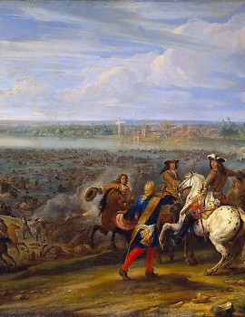 De Franse koning Lodewijk XIV steekt bij Lobith de Rijn over.