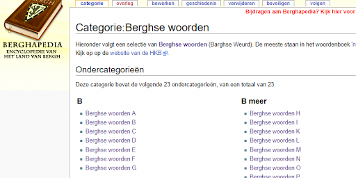 Berghse woorden in Berghapedia