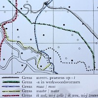Zie isoglossenkaart van Adriana Hol uit het boek “De Liemers. Gedenkboek Dr. J.H. van Heek”, 1953