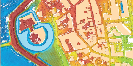 De hoogteverschillen in centrum ’s-Heerenberg anno 2026, zoals vastgelegd in de Actueel Hoogtebestand Nederland Viewer (AHN-viewer) – de situatie is in de loop der eeuwen niet veel veranderd. Bron: AHN-viewer.